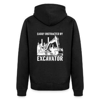 Leicht Von Bagger Für Bagger Abgelenkt - Unisex Premium Bio Zip Hoodie - Schwarz - Hinten - Nico (187cm)
