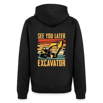Bis Später Bagger Für Baggerfahrer - Unisex Premium Bio Zip Hoodie - Schwarz - Hinten - Nico (187cm)