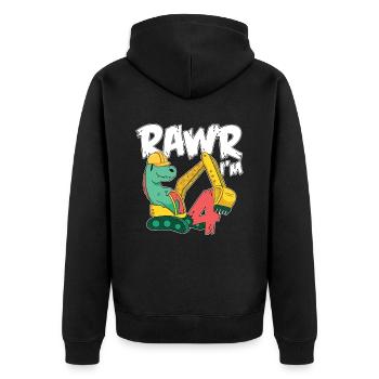 Rawr I'm 4 For Bagger Motto-geburtstagsfeier - Unisex Premium Bio Zip Hoodie - Schwarz - Hinten - Nico (187cm)
