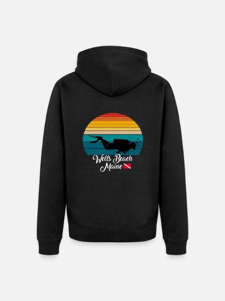 Wells Beach Maine Plongée - Veste à capuche bio Premium Unisexe - noir