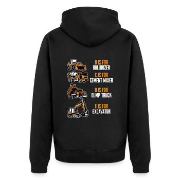 E Steht Für Bagger Für Baggerfahrer - Unisex Premium Bio Zip Hoodie - Schwarz - Hinten - Nico (187cm)