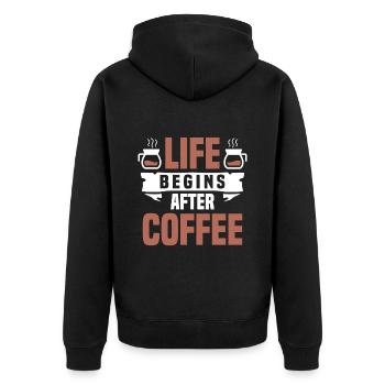 Café Espresso Café du matin Buveur Americano - Veste à capuche bio Premium Unisexe - noir - Dos - Nico (187cm)