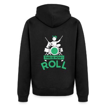 Schlagzeug Schlagzeugspieler Instrument Band - Unisex Premium Bio Zip Hoodie - Schwarz - Hinten - Nico (187cm)