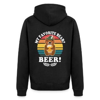 Beer Bear Beer Sayings Boozing Toasts - Unisex Premium Organic Zip Hoodie - black - Back - Nico (187cm)