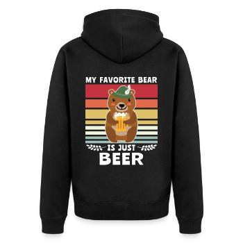 Beer Bear Beer Sayings Boozing Toasts - Unisex Premium Organic Zip Hoodie - black - Back - Nico (187cm)
