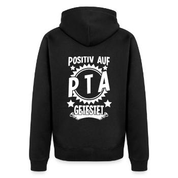 PTA Prüfung Pharmazie Apotheke - Unisex Premium Bio Zip Hoodie - Schwarz - Hinten - Nico (187cm)