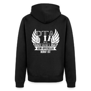 PTA Superheldin Pharmazie Apotheke - Unisex Premium Bio Zip Hoodie - Schwarz - Hinten - Nico (187cm)