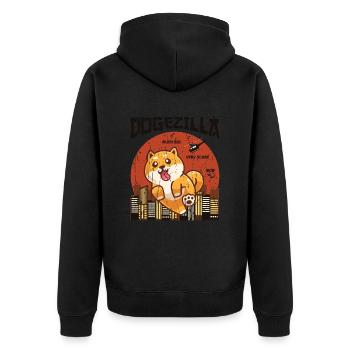 Dogezilla much big very scare wow - shiba inu dog - Unisex Premium Organic Zip Hoodie - black - Back - Nico (187cm)