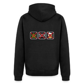 Straight Edge Vegan, gegen Drogen, Punk - Unisex Premium Bio Zip Hoodie - Schwarz - Hinten - Nico (187cm)