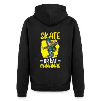 Skate Or Eat Bananas Chimpanzee Monkey Skater - Unisex Premium Organic Zip Hoodie - black - Back - Nico (187cm)