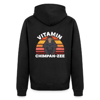 Vitamin Schimpanse Affe Tier Tierpfleger - Unisex Premium Bio Zip Hoodie - Schwarz - Hinten - Nico (187cm)