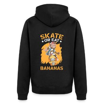 Skate Or Eat Bananas Chimpanzee Monkey Skater - Unisex Premium Organic Zip Hoodie - black - Back - Nico (187cm)