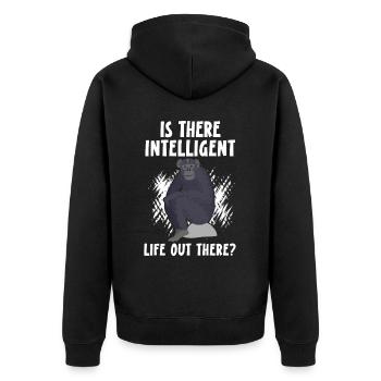 Is There Intelligent Life Out There Chimpanzee - Unisex Premium Organic Zip Hoodie - black - Back - Nico (187cm)