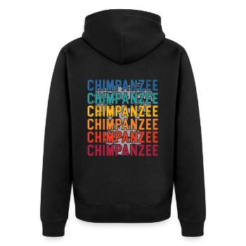 Retro Schimpanse Affe Tier Tierpfleger - Unisex Premium Bio Zip Hoodie - Schwarz - Hinten - Nico (187cm)