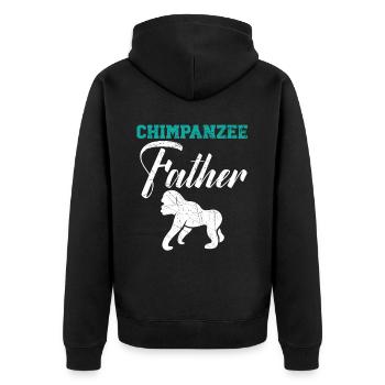 Schimpanse Vater Affe Tier Tierpfleger - Unisex Premium Bio Zip Hoodie - Schwarz - Hinten - Nico (187cm)
