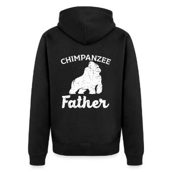 Schimpanse Vater Affe Tier Tierpfleger - Unisex Premium Bio Zip Hoodie - Schwarz - Hinten - Nico (187cm)
