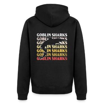Retro Goblin Hai Tierliebhaber Meeresbiologe - Unisex Premium Bio Zip Hoodie - Schwarz - Hinten - Nico (187cm)