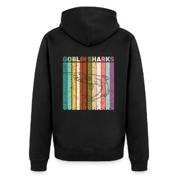 Retro Goblin Hai Tierliebhaber Meeresbiologe - Unisex Premium Bio Zip Hoodie - Schwarz - Hinten - Nico (187cm)