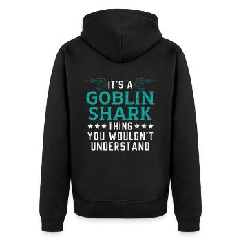 Es ist ein Goblinhai-Ding, das du nicht verstehen würdest - Unisex Premium Bio Zip Hoodie - Schwarz - Hinten - Nico (187cm)