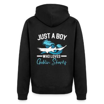 Nur ein Junge, der Goblin Sharks Animal Lover liebt - Unisex Premium Bio Zip Hoodie - Schwarz - Hinten - Nico (187cm)