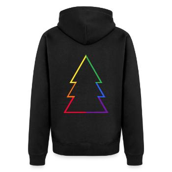 LGBTQ Regenbogen Weihnachtsbaum Christbaum Xmas - Unisex Premium Bio Zip Hoodie - Schwarz - Hinten - Nico (187cm)