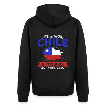 Life without Chile Chile Souvenir - Unisex Premium Organic Zip Hoodie - black - Back - Nico (187cm)
