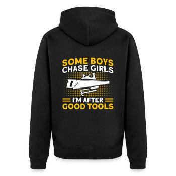I'm looking for good tools carpenters - Unisex Premium Organic Zip Hoodie - black - Back - Nico (187cm)