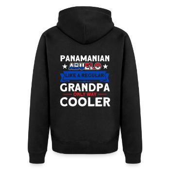 Panamanian Abuelo Grandpa Panama Souvenir - Unisex Premium Organic Zip Hoodie - black - Back - Nico (187cm)