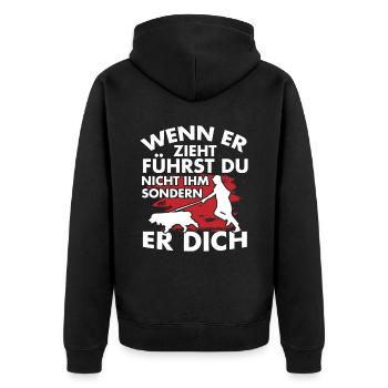 Hund wenn er zieht Hundebesitzer - Unisex Premium Bio Zip Hoodie - Schwarz - Hinten - Nico (187cm)