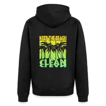 Keep the Beach clean - Unisex Premium Bio Zip Hoodie - Schwarz - Hinten - Nico (187cm)
