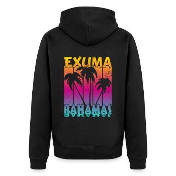 Vintage Exuma Bahamas Sonnenuntergang - Unisex Premium Bio Zip Hoodie - Schwarz - Hinten - Nico (187cm)