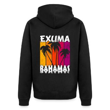 Vintage Exuma Bahamas Sonnenuntergang - Unisex Premium Bio Zip Hoodie - Schwarz - Hinten - Nico (187cm)