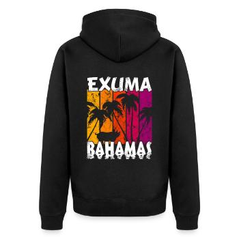 Vintage Exuma Bahamas Schwein - Unisex Premium Bio Zip Hoodie - Schwarz - Hinten - Nico (187cm)