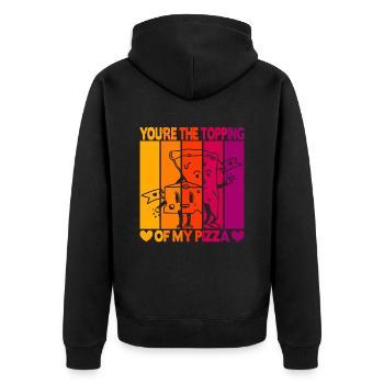 Valentinstag Pizza Partner Liebe - Unisex Premium Bio Zip Hoodie - Schwarz - Hinten - Nico (187cm)