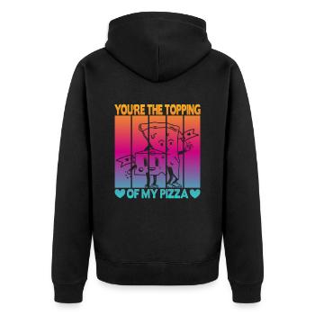 Valentinstag Pizza Partner Liebe - Unisex Premium Bio Zip Hoodie - Schwarz - Hinten - Nico (187cm)