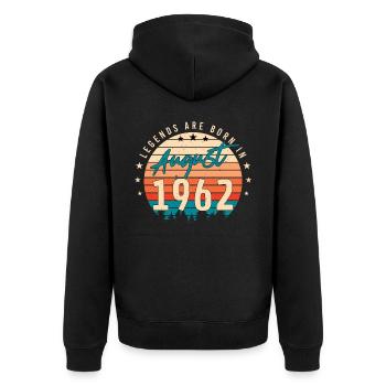 1962 In August 60th birthday - Unisex Premium Organic Zip Hoodie - black - Back - Nico (187cm)