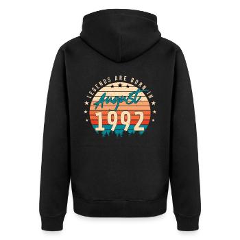 A l’âge de 30 août 1992 - Veste à capuche bio Premium Unisexe - noir - Dos - Nico (187cm)