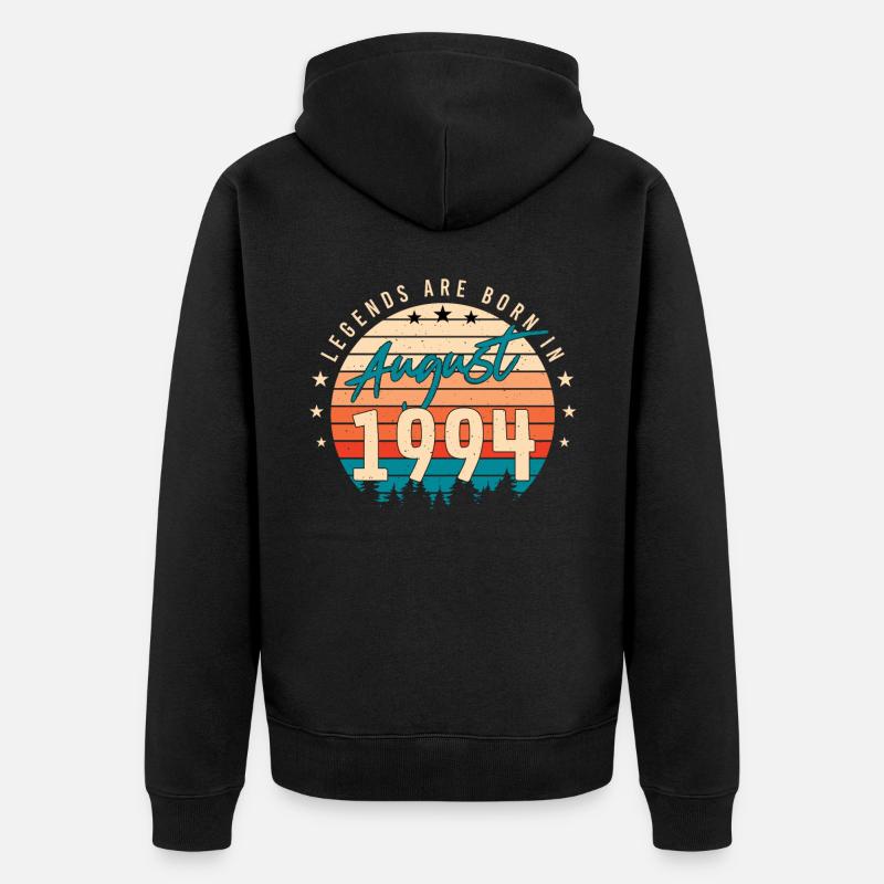 1994 August Geschenkidee - Unisex Premium Bio Zip Hoodie - Schwarz
