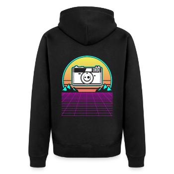 Photography Camera Lens Vaporwave - Unisex Premium Bio Zip Hoodie - Schwarz - Hinten - Nico (187cm)