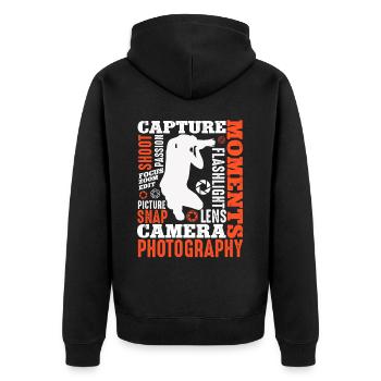 Photography Camera Lens Retro - Unisex Premium Bio Zip Hoodie - Schwarz - Hinten - Nico (187cm)