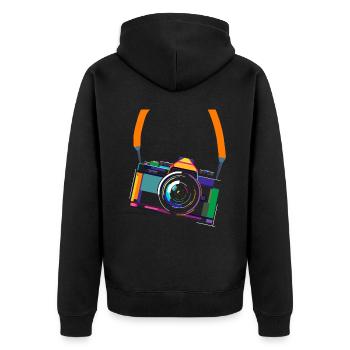 Photography Camera Lens Retro - Unisex Premium Bio Zip Hoodie - Schwarz - Hinten - Nico (187cm)