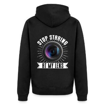 Photography Camera Lens Stop - Unisex Premium Bio Zip Hoodie - Schwarz - Hinten - Nico (187cm)