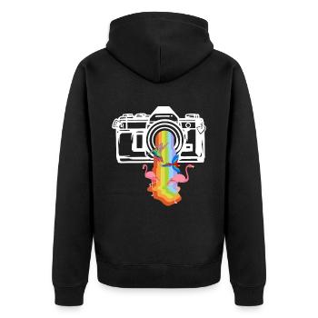 Photography Camera Lens Rainbow - Unisex Premium Bio Zip Hoodie - Schwarz - Hinten - Nico (187cm)