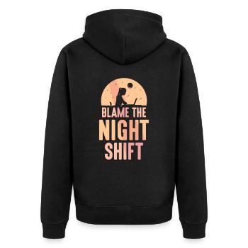 Blaming the night shift Sayings - Unisex Premium Organic Zip Hoodie - black - Back - Nico (187cm)