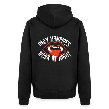 Nur Vampire Arbeiten Nachts Sprüche Tagschicht - Unisex Premium Bio Zip Hoodie - Schwarz - Hinten - Nico (187cm)