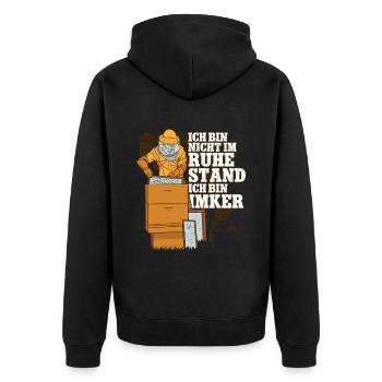 Rentner Opa Bienenzüchter Imker - Unisex Premium Bio Zip Hoodie - Schwarz - Hinten - Nico (187cm)