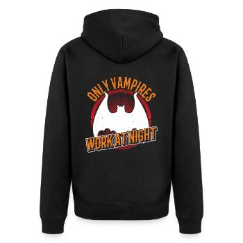 Nur Vampire Arbeiten Nachts Tagschicht Sprüche - Unisex Premium Bio Zip Hoodie - Schwarz - Hinten - Nico (187cm)