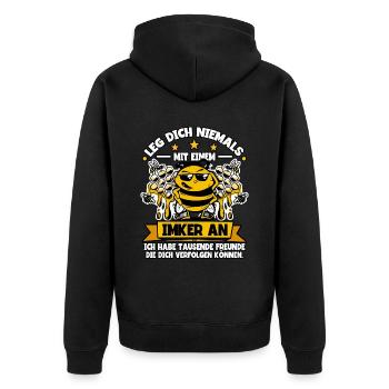 Bienenzüchter Imker - Unisex Premium Bio Zip Hoodie - Schwarz - Hinten - Nico (187cm)