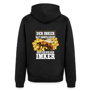 Bienenzüchter Imker - Unisex Premium Bio Zip Hoodie - Schwarz - Hinten - Nico (187cm)
