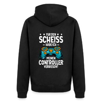 Zocken Gaming - Unisex Premium Bio Zip Hoodie - Schwarz - Hinten - Nico (187cm)